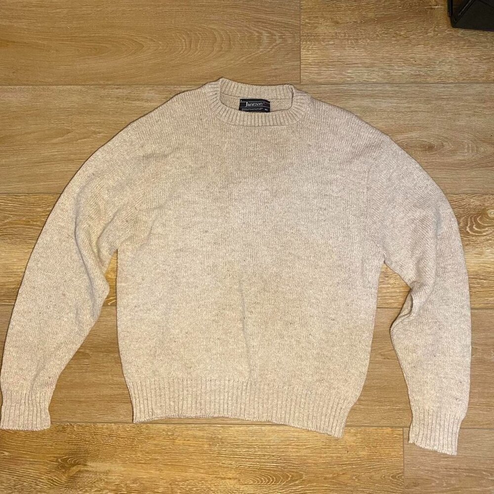 Vintage 1970s Jantzen Cream Sweater - Mens Size XL